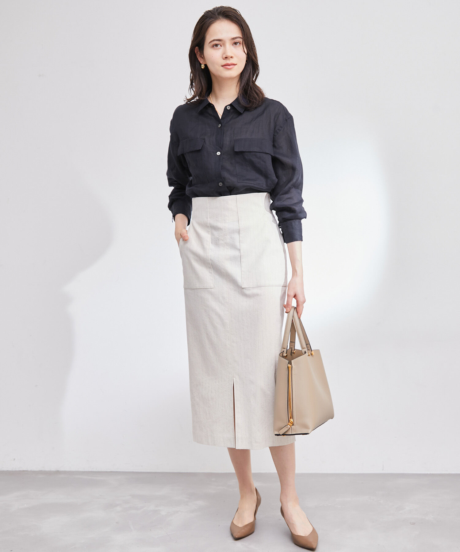 ROPE「【洗える】ラミーフラップポケットシアーシャツ/一部カラーセットアップ対応」|シャツ・ブラウス|