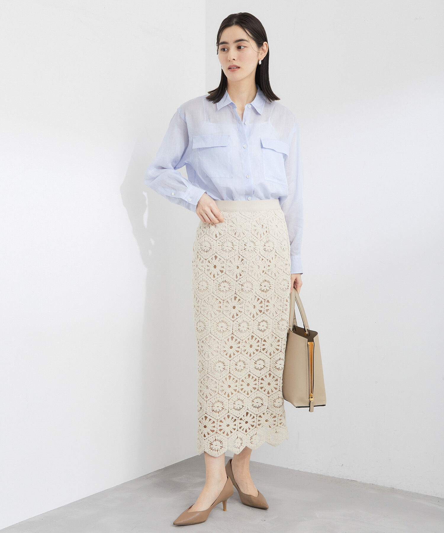 ROPE「【洗える】ラミーフラップポケットシアーシャツ/一部カラーセットアップ対応」|シャツ・ブラウス|