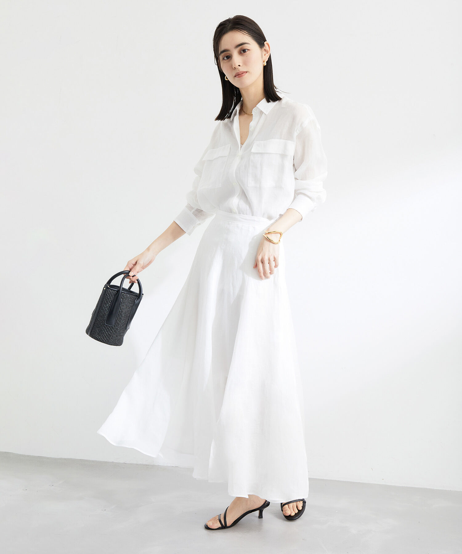 ROPE「【雑誌掲載】【洗える】ラミーサーキュラースカート/セットアップ対応」|スカート|