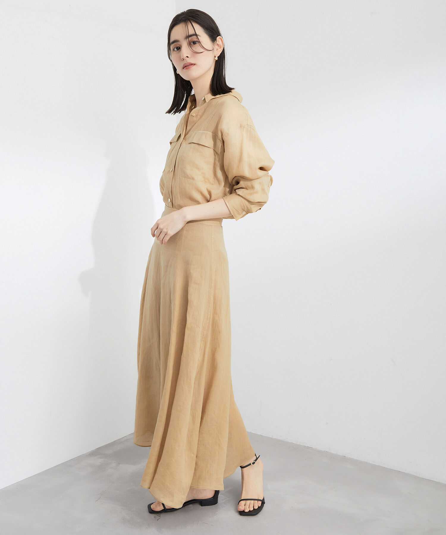 ROPE「【雑誌掲載】【洗える】ラミーサーキュラースカート/セットアップ対応」|スカート|