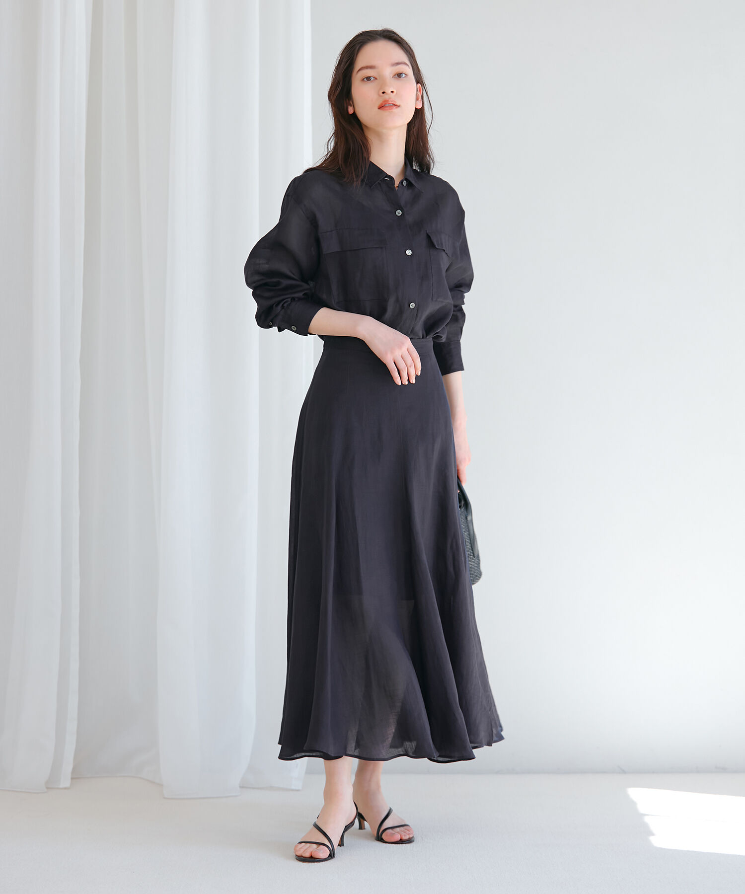 ROPE「【雑誌掲載】【洗える】ラミーサーキュラースカート/セットアップ対応」|スカート|