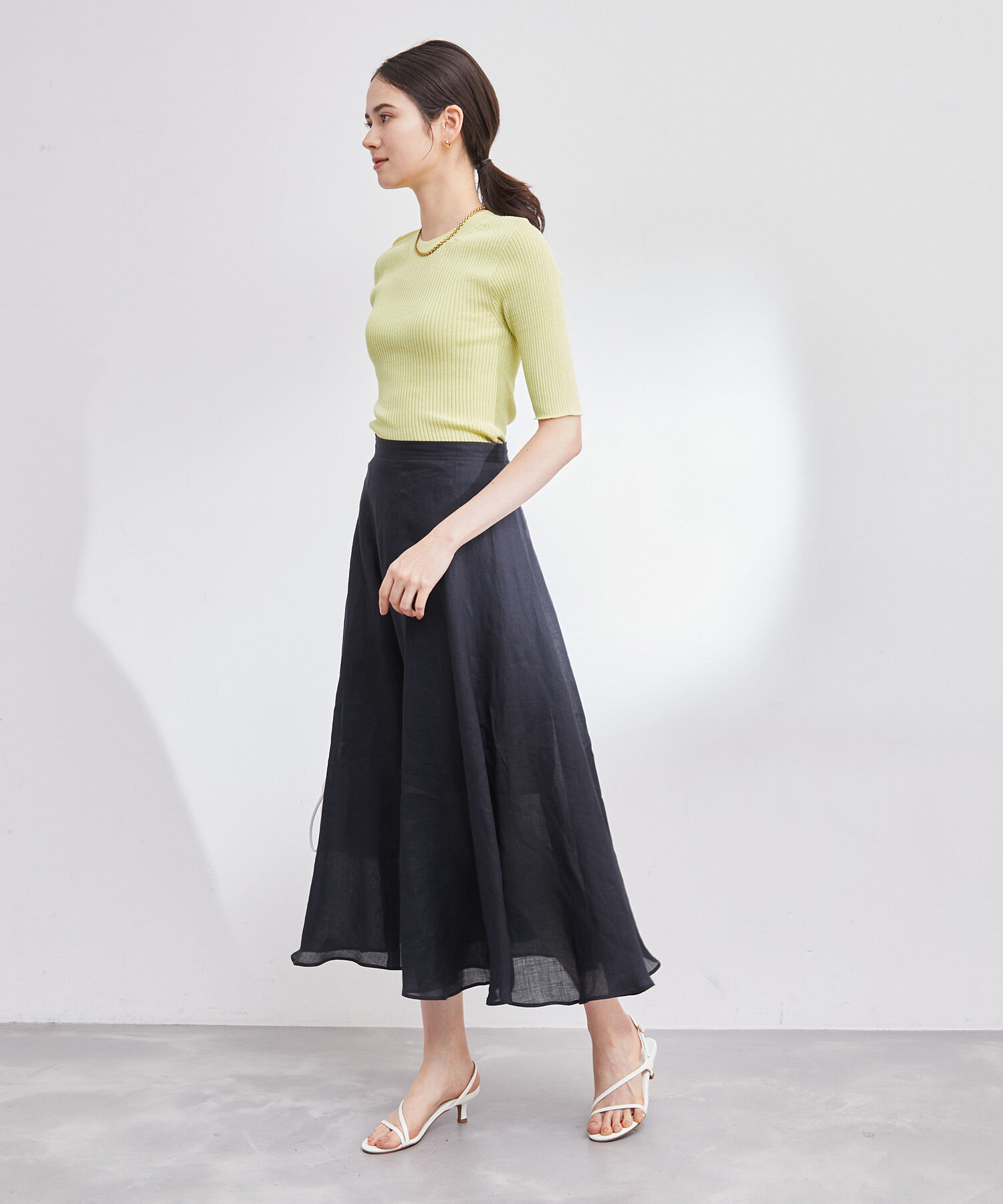 ROPE「【雑誌掲載】【洗える】ラミーサーキュラースカート/セットアップ対応」|スカート|