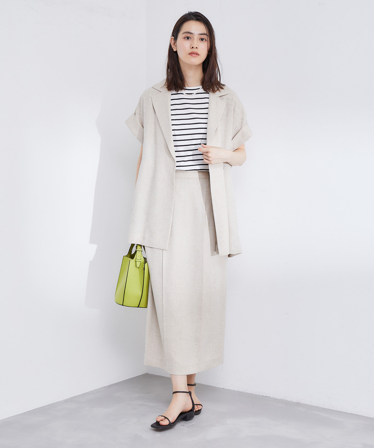 ROPE「【新色追加】【洗える】アームレットキャップスリーブTシャツ」|Tシャツ・カットソー|