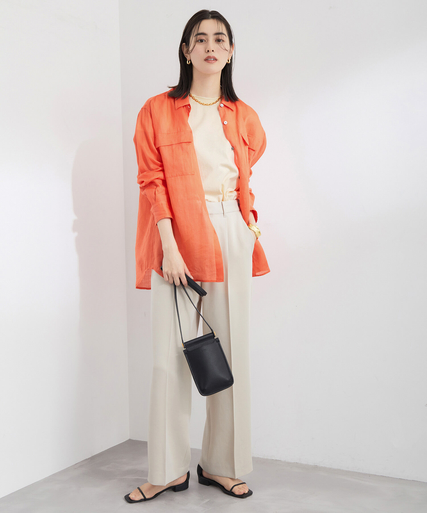 ROPE「【新色追加】【洗える】アームレットキャップスリーブTシャツ」|Tシャツ・カットソー|