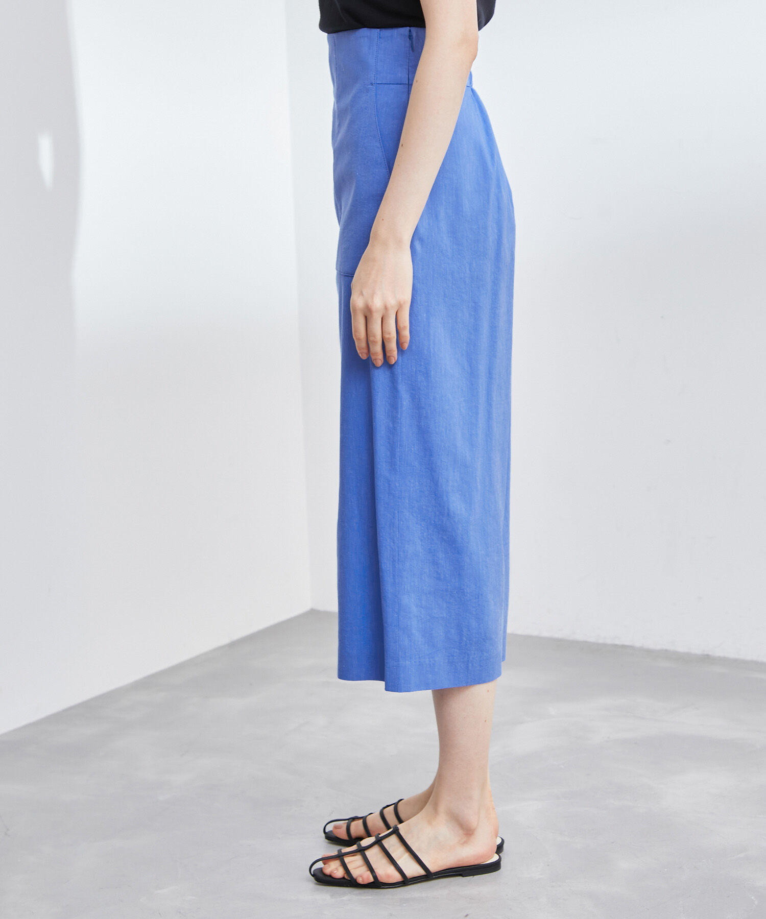 ROPE「【洗える】【新色追加】コットンリネンポケット付きタイトスカート」|スカート|