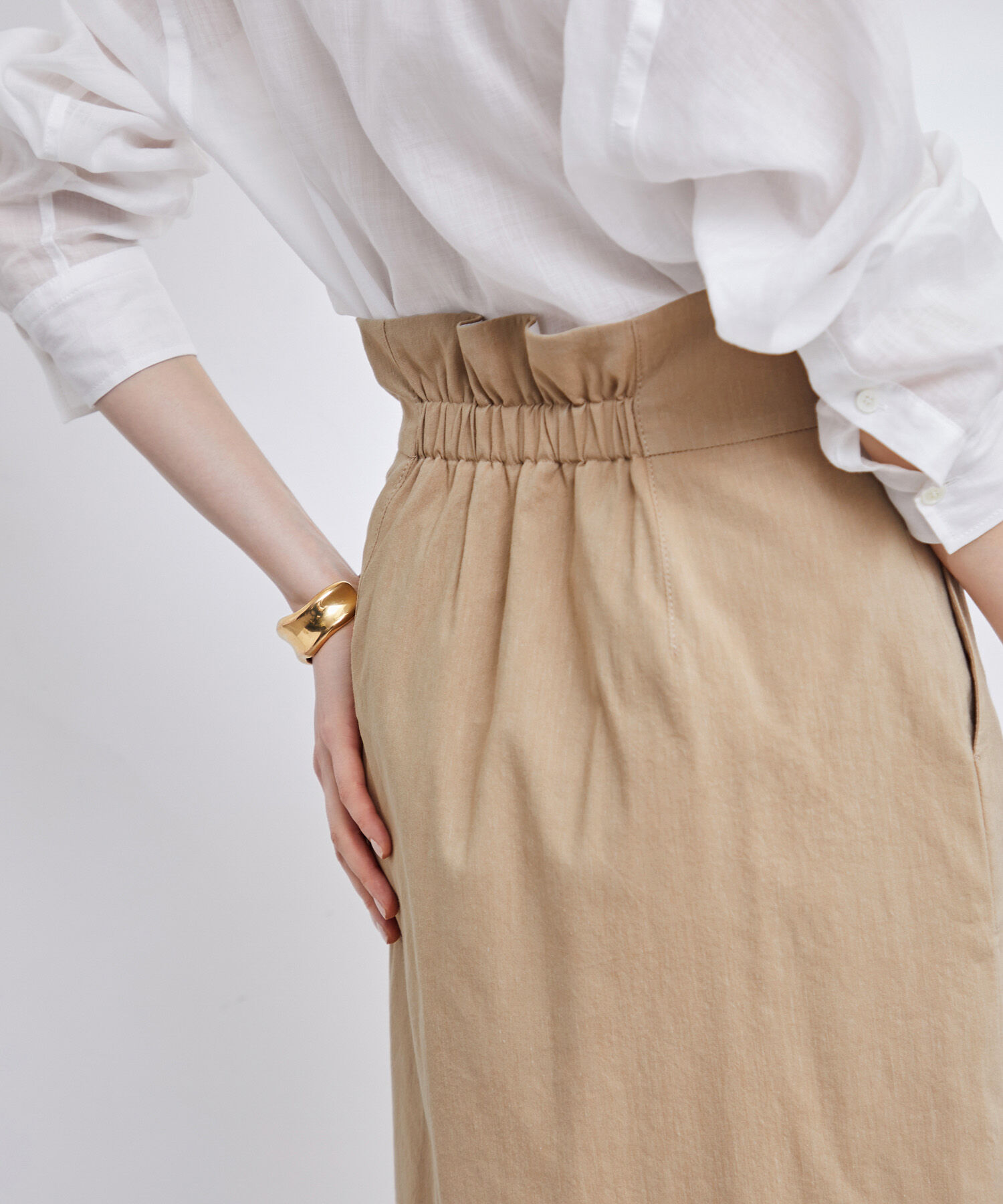 ROPE「【洗える】【新色追加】コットンリネンポケット付きタイトスカート」|スカート|