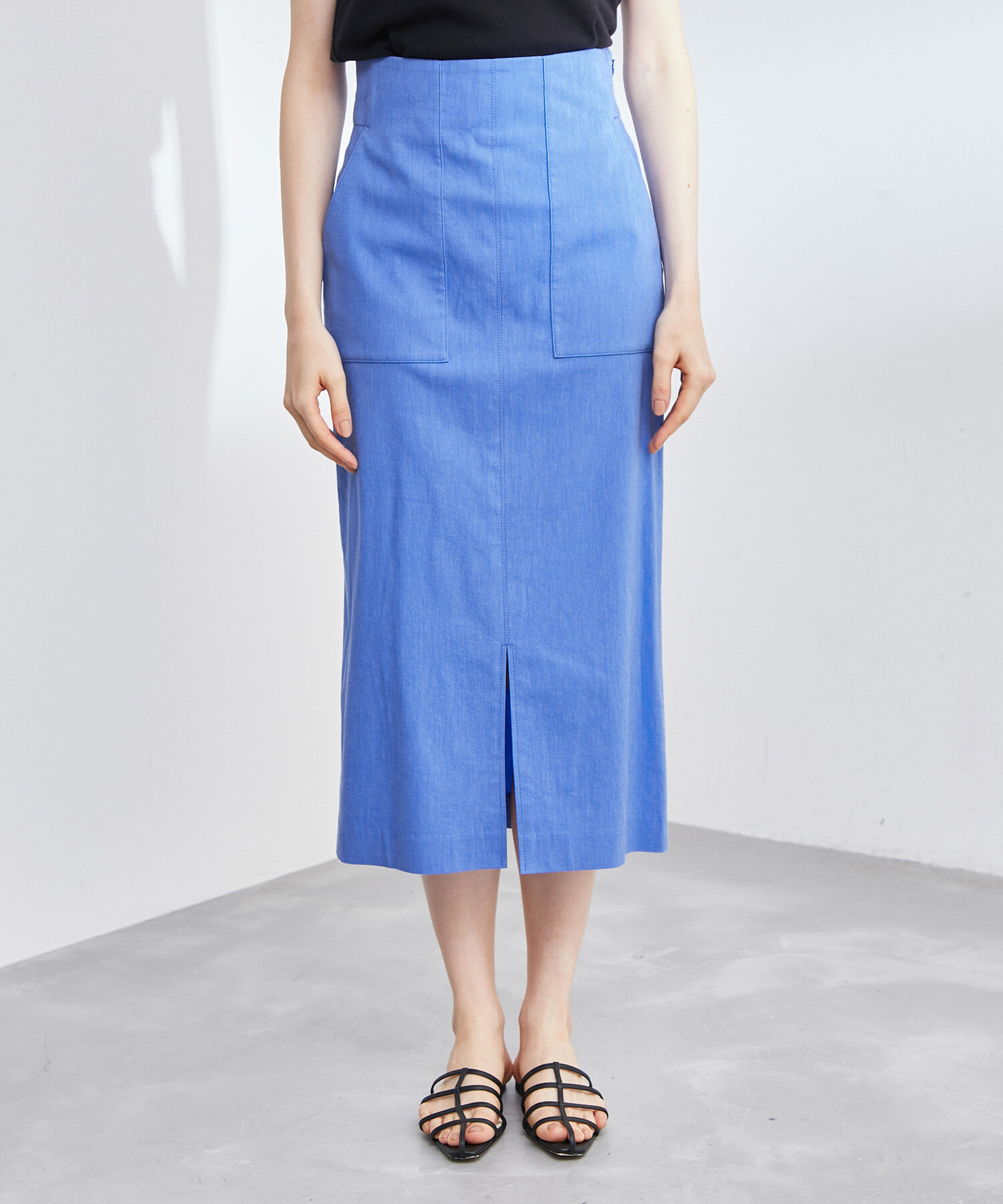 ROPE「【洗える】【新色追加】コットンリネンポケット付きタイトスカート」|スカート|