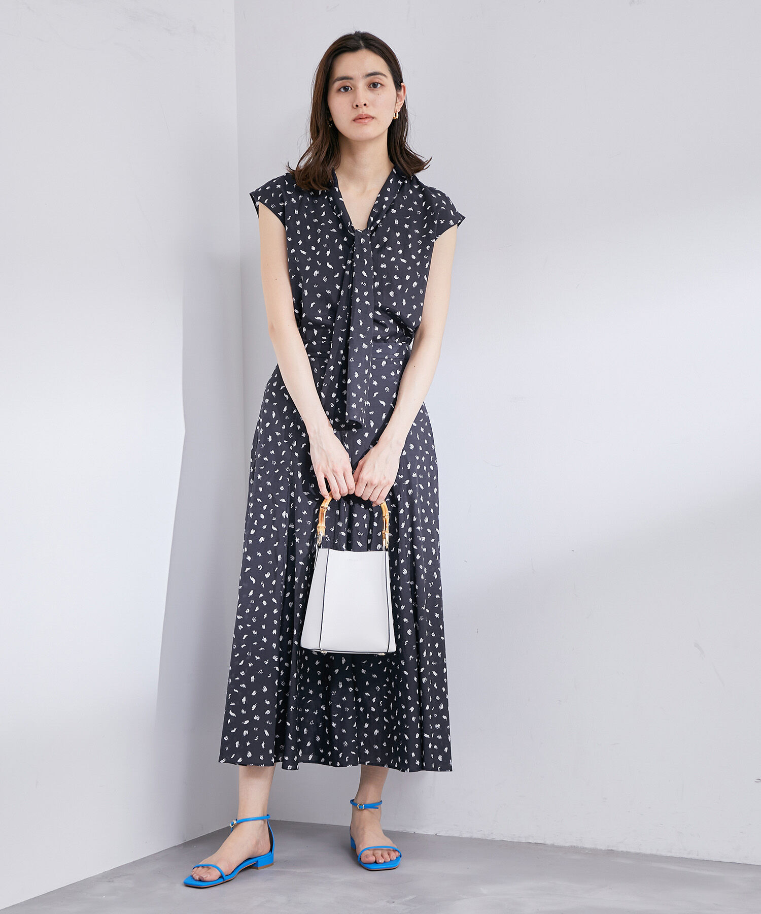 ROPE「【雑誌掲載】【洗える】前後2WAYフレンチスリーブボウタイブラウス/セットアップ対応」|シャツ・ブラウス|