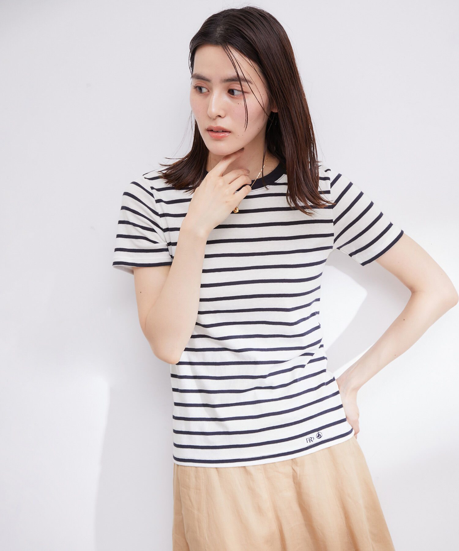 ROPE「【PETIT BATEAU（プチバトー）&times;ROPE'】ラウンドネックTEE」|Tシャツ・カットソー|ホワイト系(12)