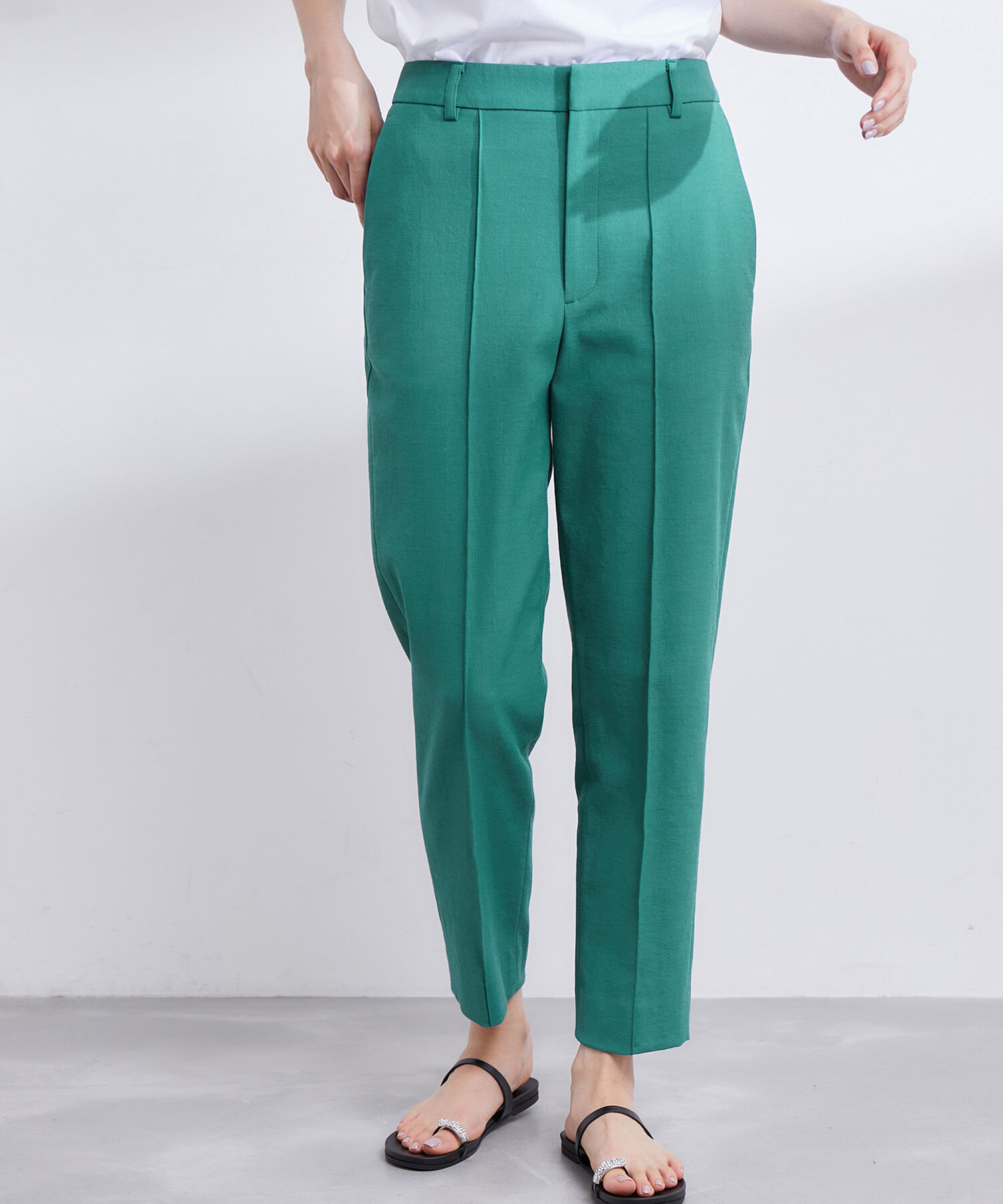 ROPE「【洗える】スリムシルエットシガレットパンツ」|その他|グリーン(30)