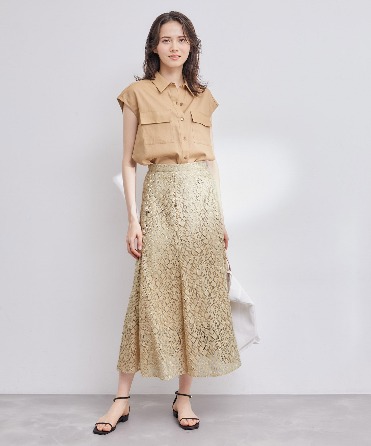 ROPE「ジオメトリックレーススカート」|スカート|