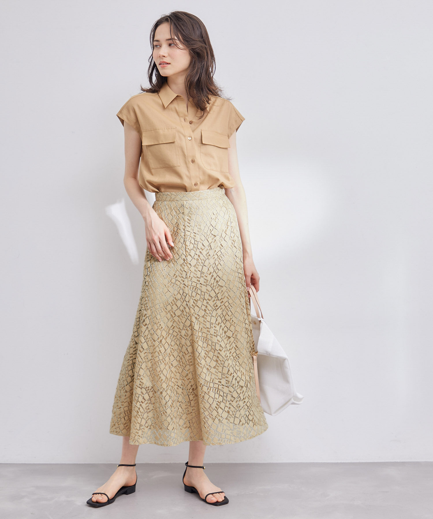 ROPE「ジオメトリックレーススカート」|スカート|