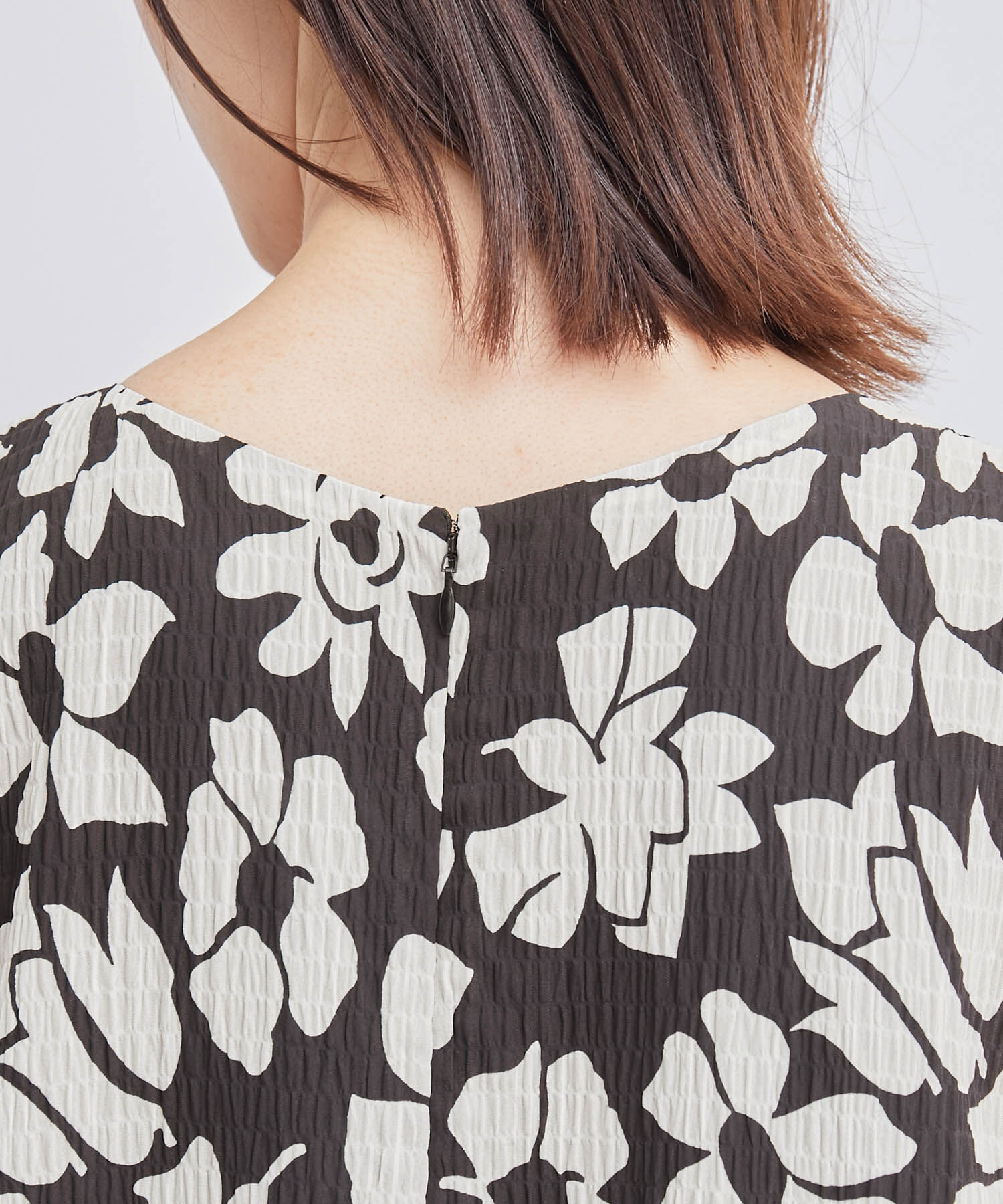 ROPE「プリント＆無地 ティアードワンピース」|ワンピース|