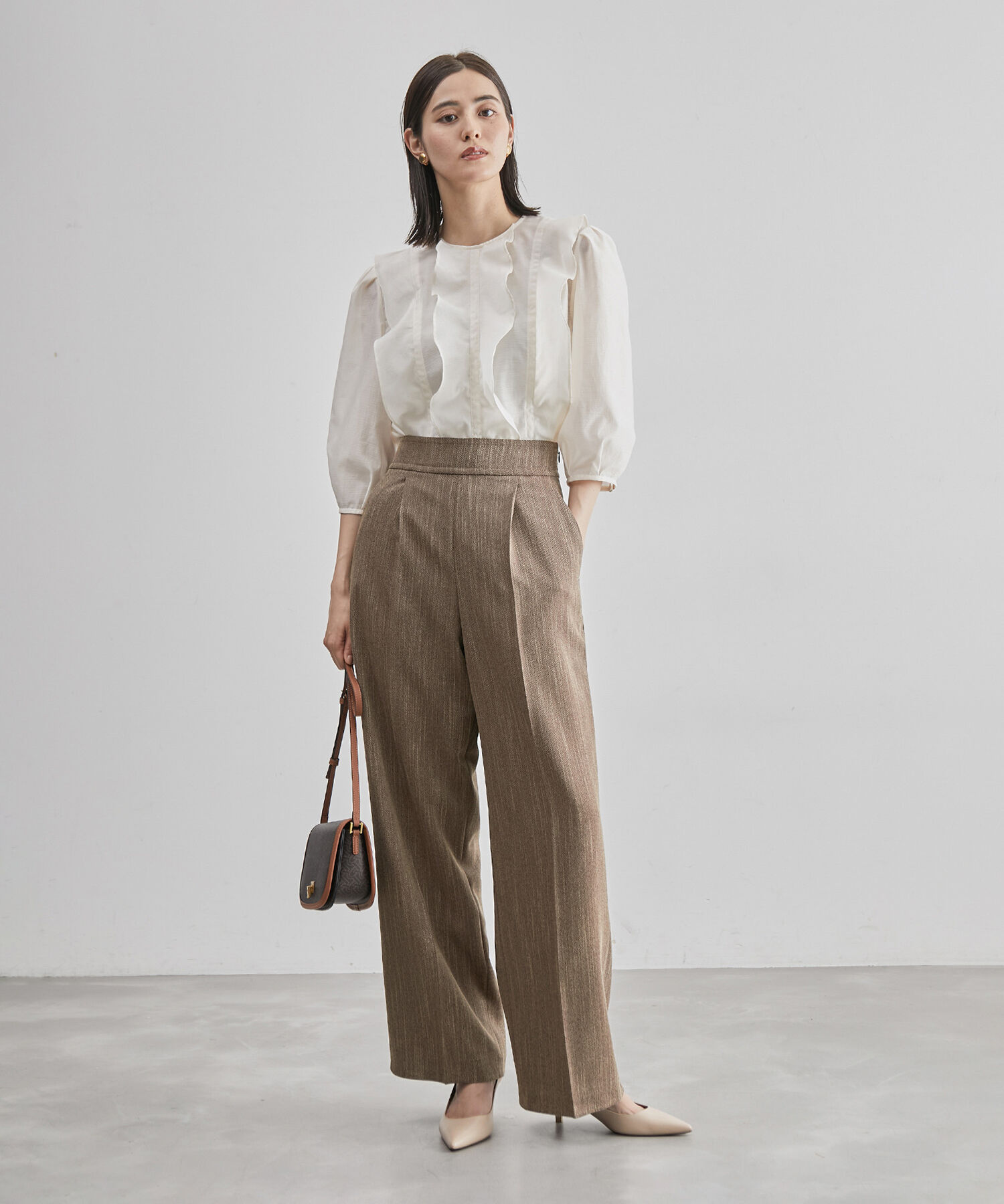 ROPE「ツイード調セミワイドパンツ/セットアップ対応」|その他|