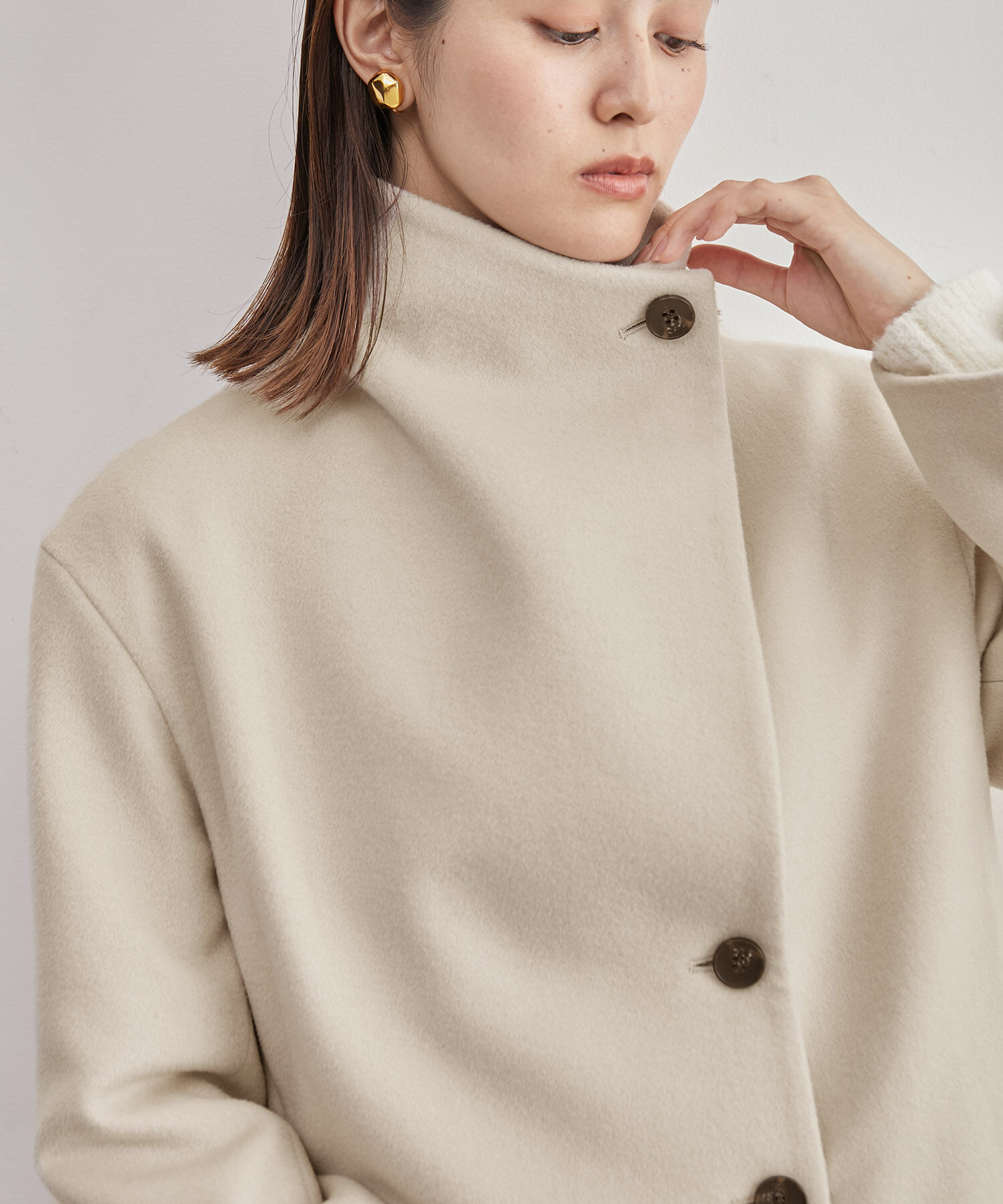 ROPE「【高評価】プレミアムカシミヤショートコート」|ステンカラーコート|