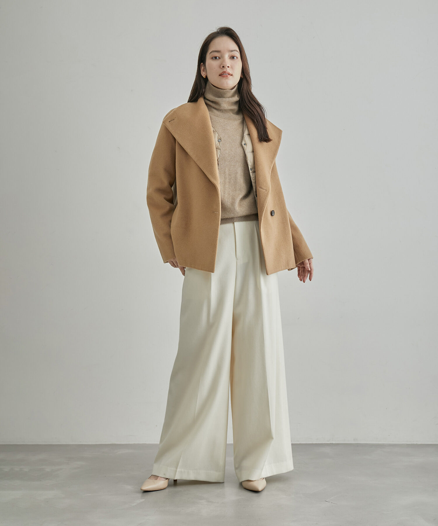 ROPE「【高評価】プレミアムカシミヤショートコート」|ステンカラーコート|