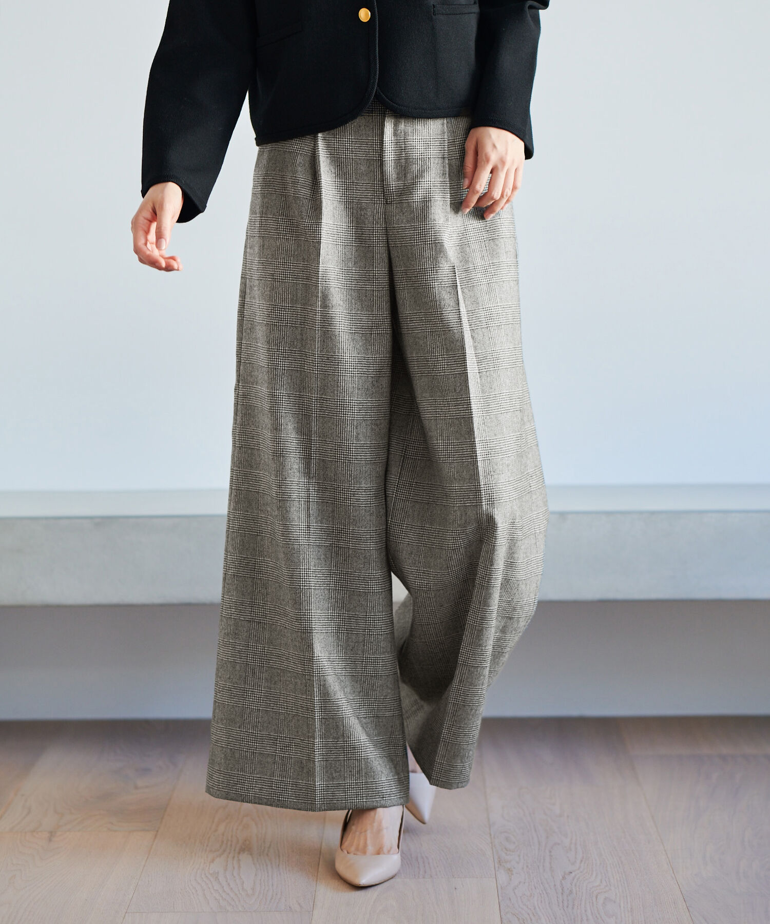 ROPE「ウールサキソニーワイドパンツ/一部セットアップ対応」|その他|ブラック系(02)