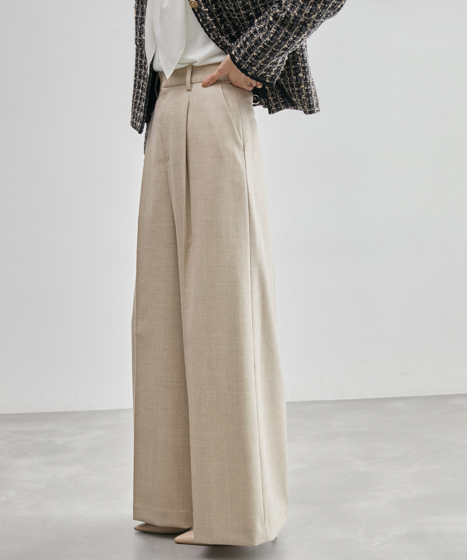 ROPE「ウールサキソニーワイドパンツ/一部セットアップ対応」|その他|ベージュ(27)