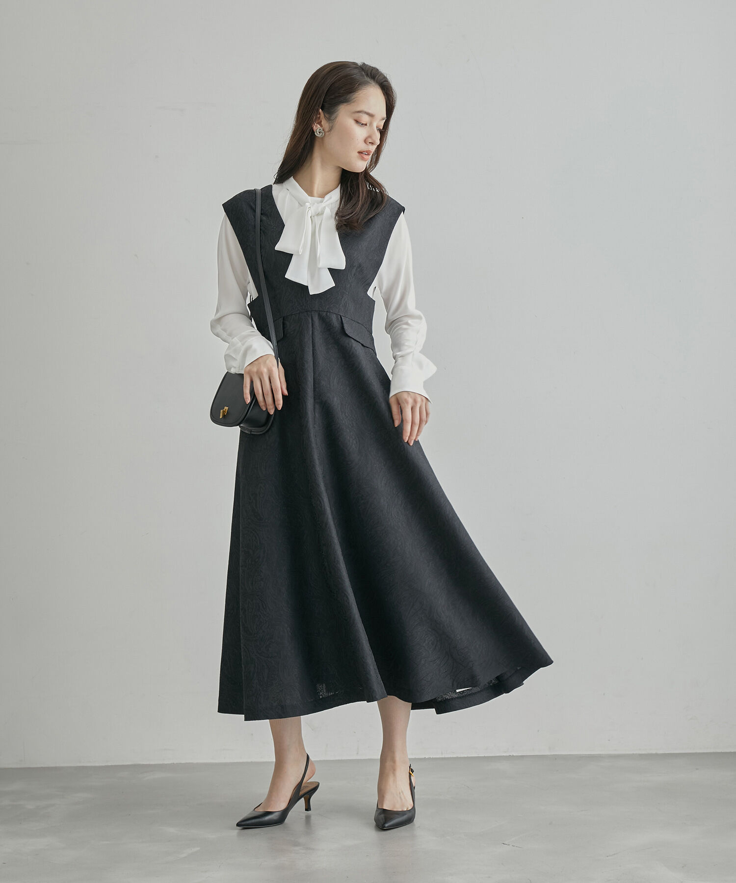 ROPE「プリーツデシンボウタイブラウス」|シャツ・ブラウス|