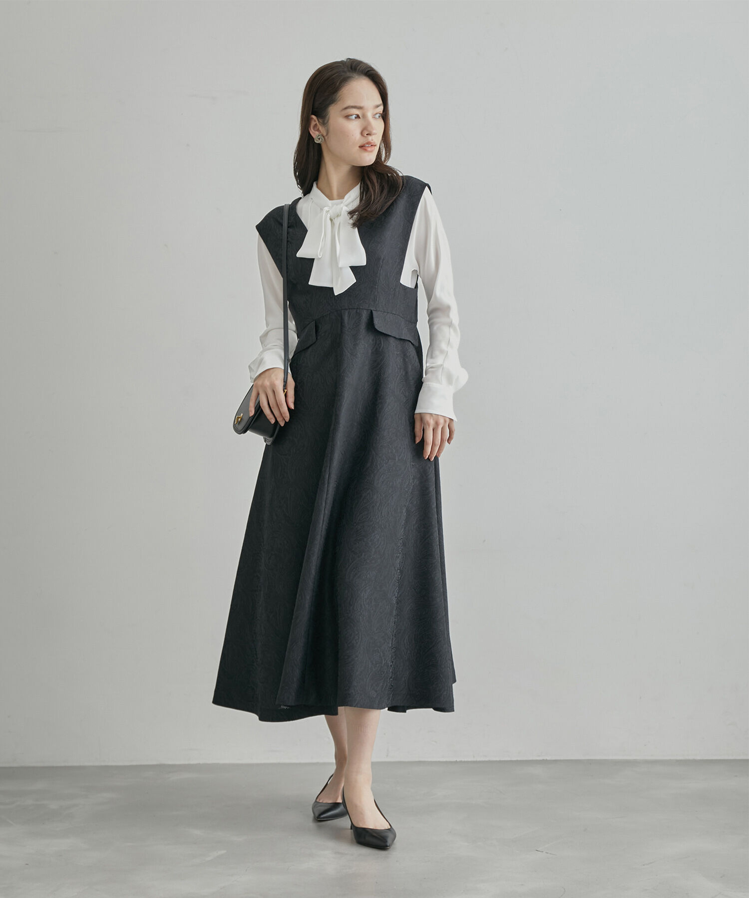 ROPE「プリーツデシンボウタイブラウス」|シャツ・ブラウス|