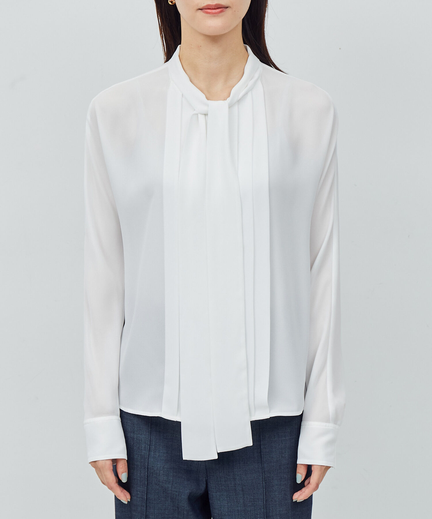 ROPE「プリーツデシンボウタイブラウス」|シャツ・ブラウス|