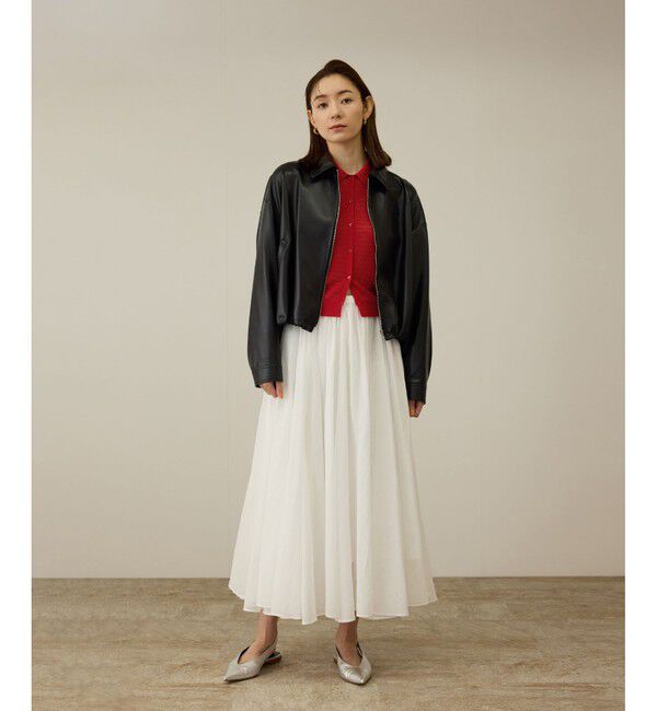 ROPE「透かし編み ニット ポロカーディガン」|カーディガン|