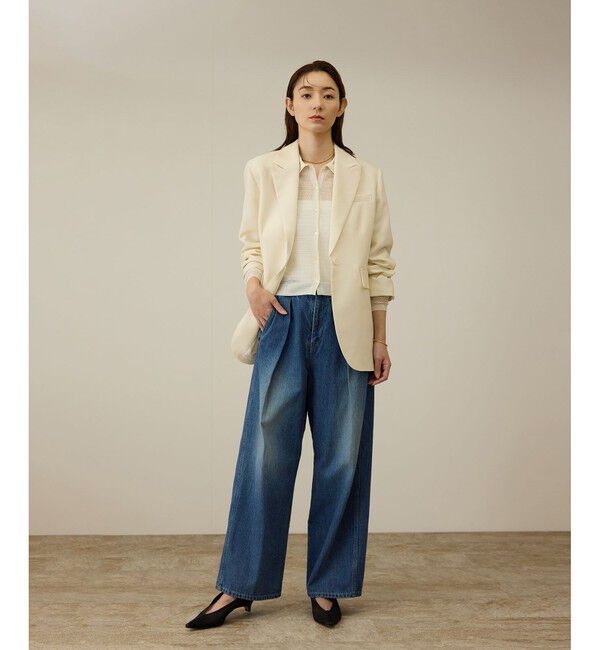 ROPE「透かし編み ニット ポロカーディガン」|カーディガン|