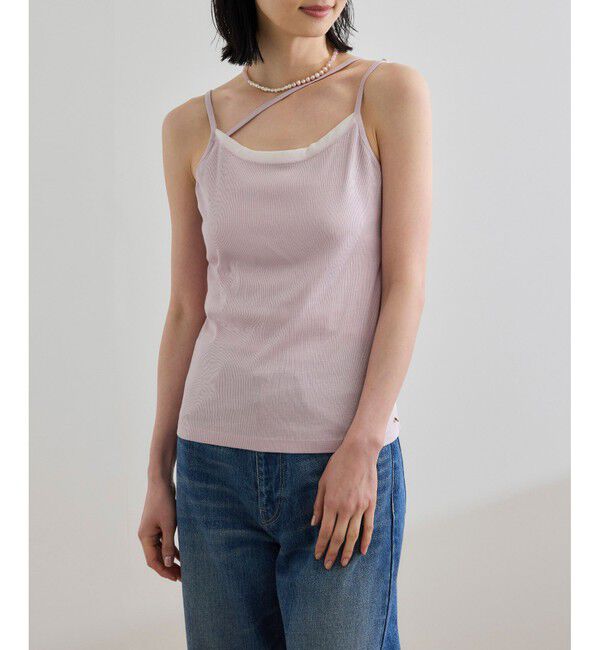 ROPE「【WEB・一部店舗限定】【接触冷感/UVカット】前後2WAY チュールコンビアシメキャミソール」|キャミソール|