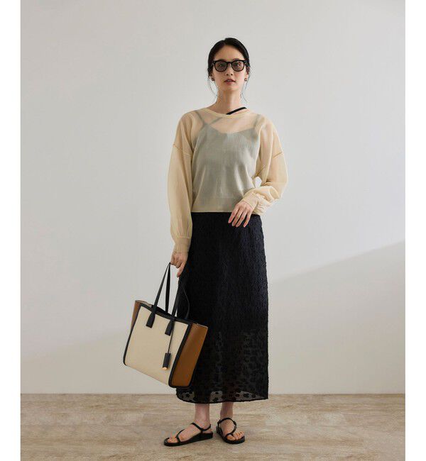 ROPE「【WEB・一部店舗限定】【接触冷感/UVカット】前後2WAY チュールコンビアシメキャミソール」|キャミソール|