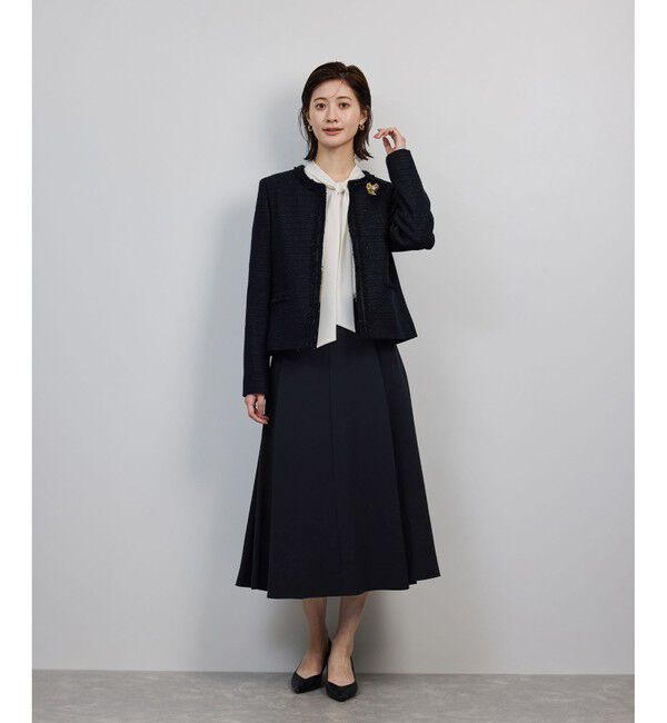 ROPE「トリアセダブルクロス ハイウエストフレアスカート/イージーケア・セットアップ対応・25AW」|スカート|