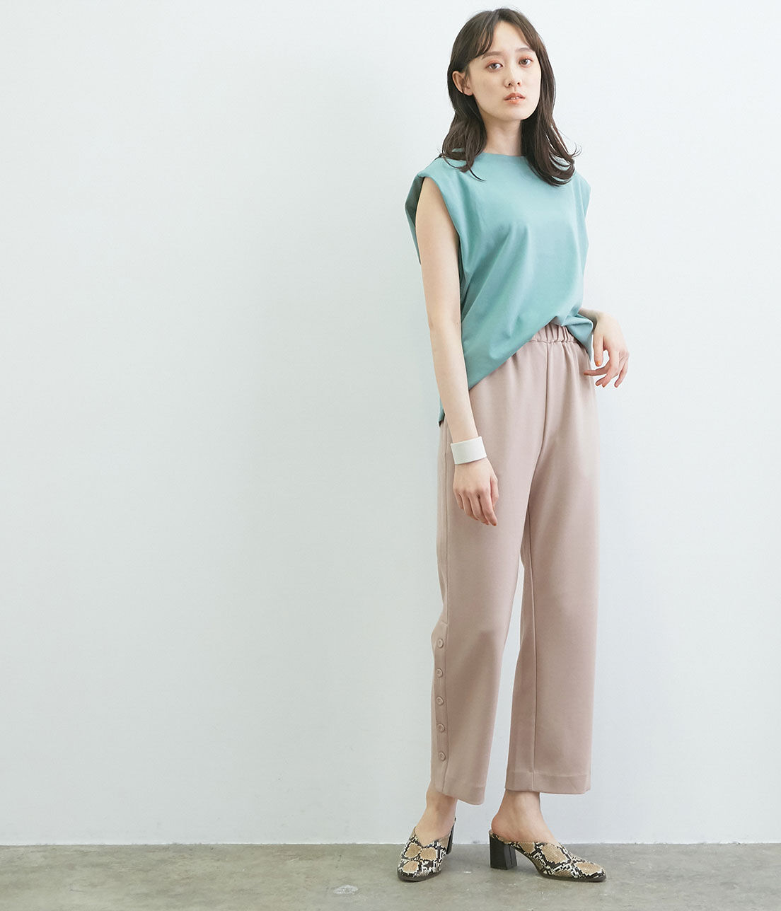 VIS「【スフレタッチ】ダンボールニットサイドスリットパンツ」|その他|