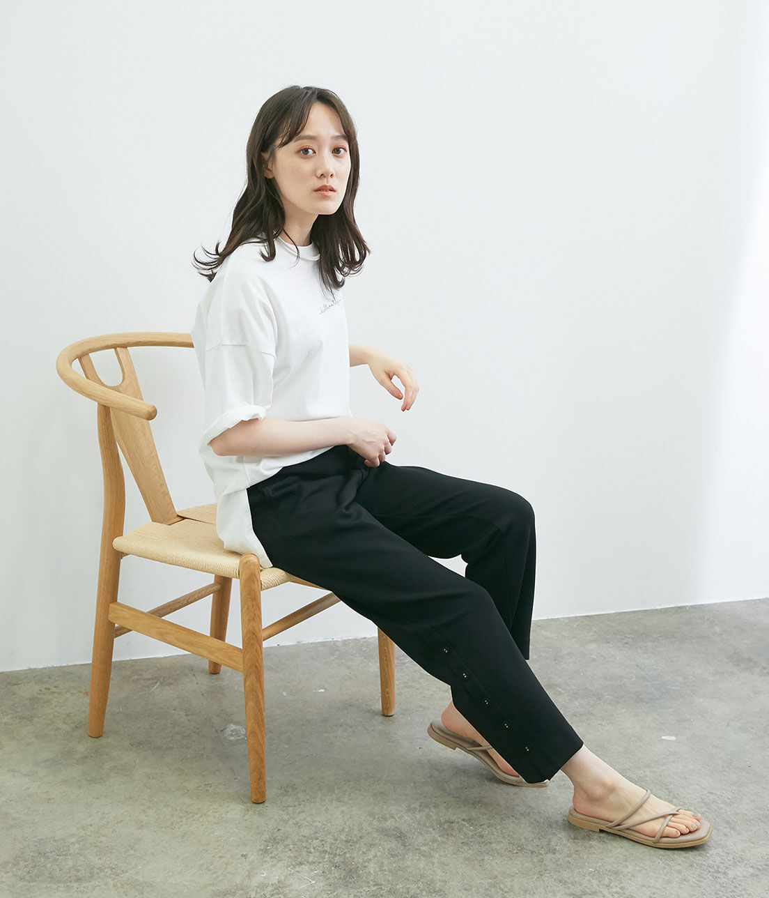 VIS「【スフレタッチ】ダンボールニットサイドスリットパンツ」|その他|