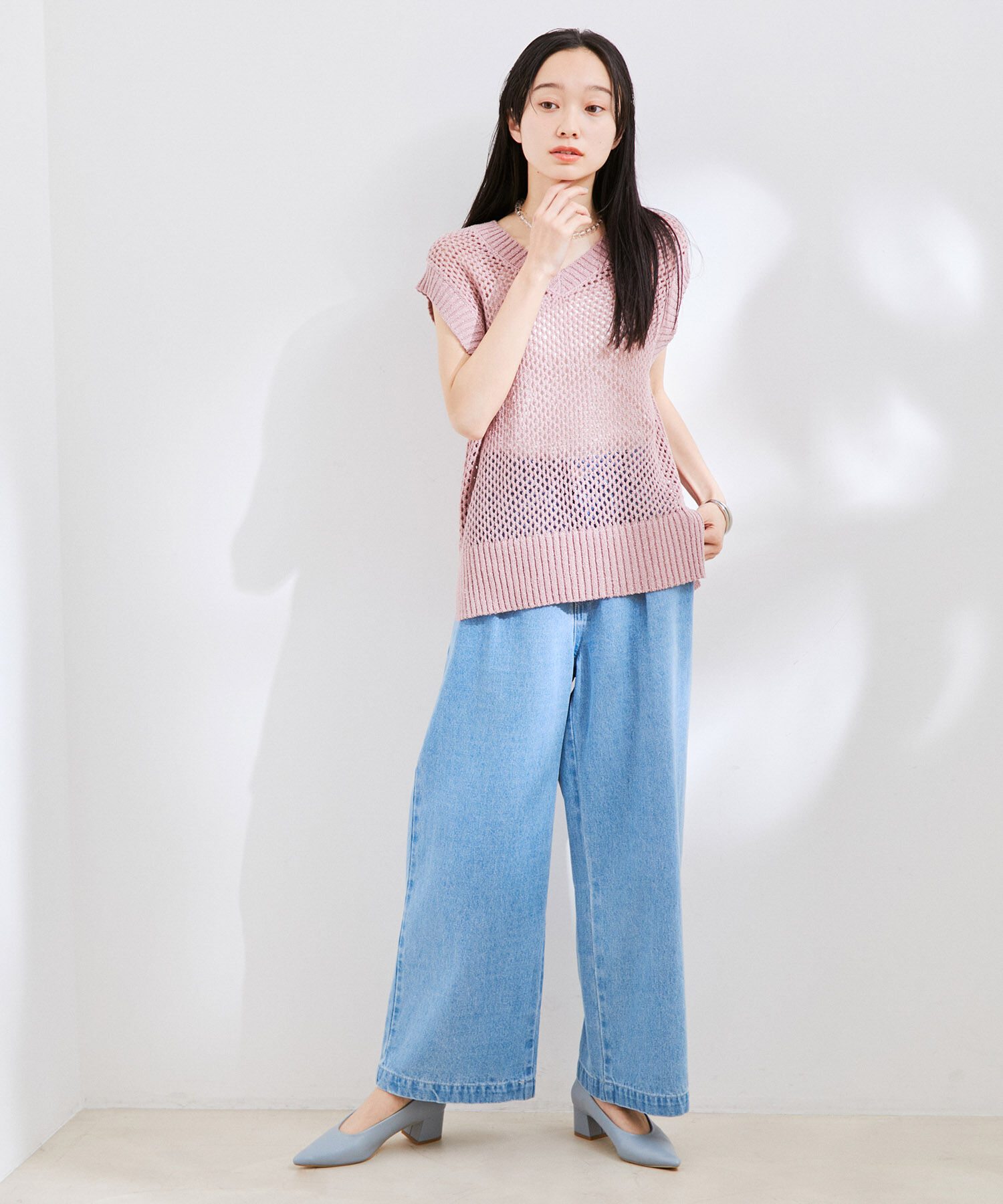 VIS「【前後2WAY】ラメメッシュニットべスト」|ベスト・ジレ|