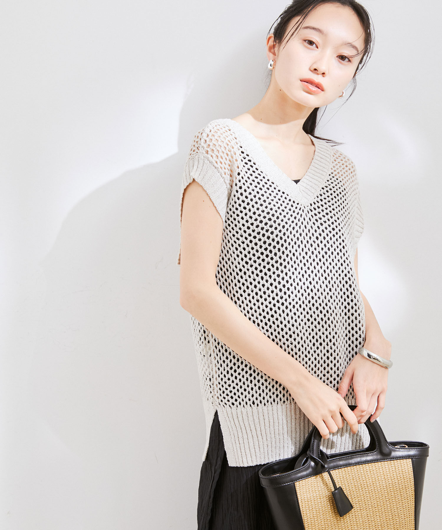 VIS「【前後2WAY】ラメメッシュニットべスト」|ベスト・ジレ|
