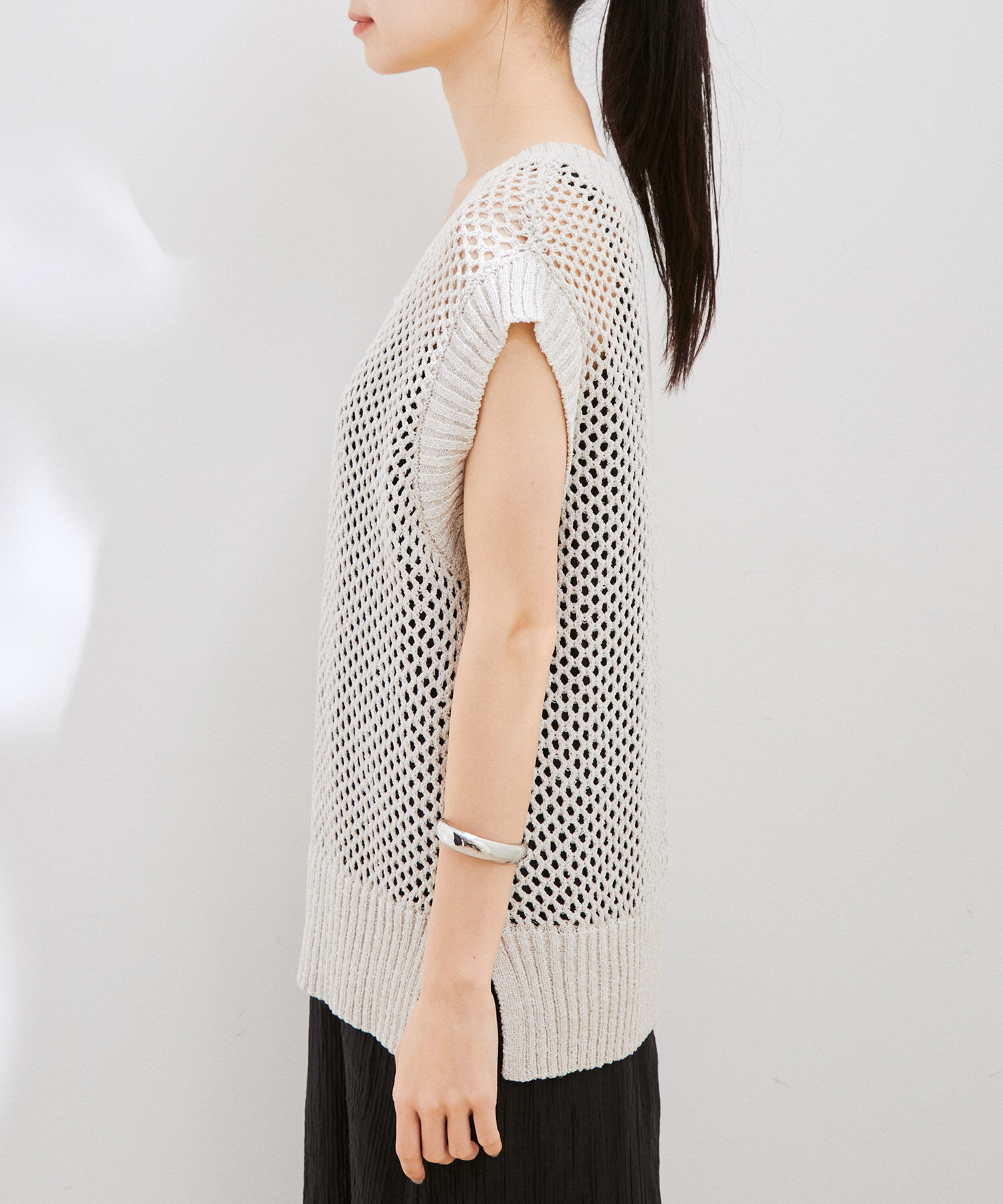 VIS「【前後2WAY】ラメメッシュニットべスト」|ベスト・ジレ|