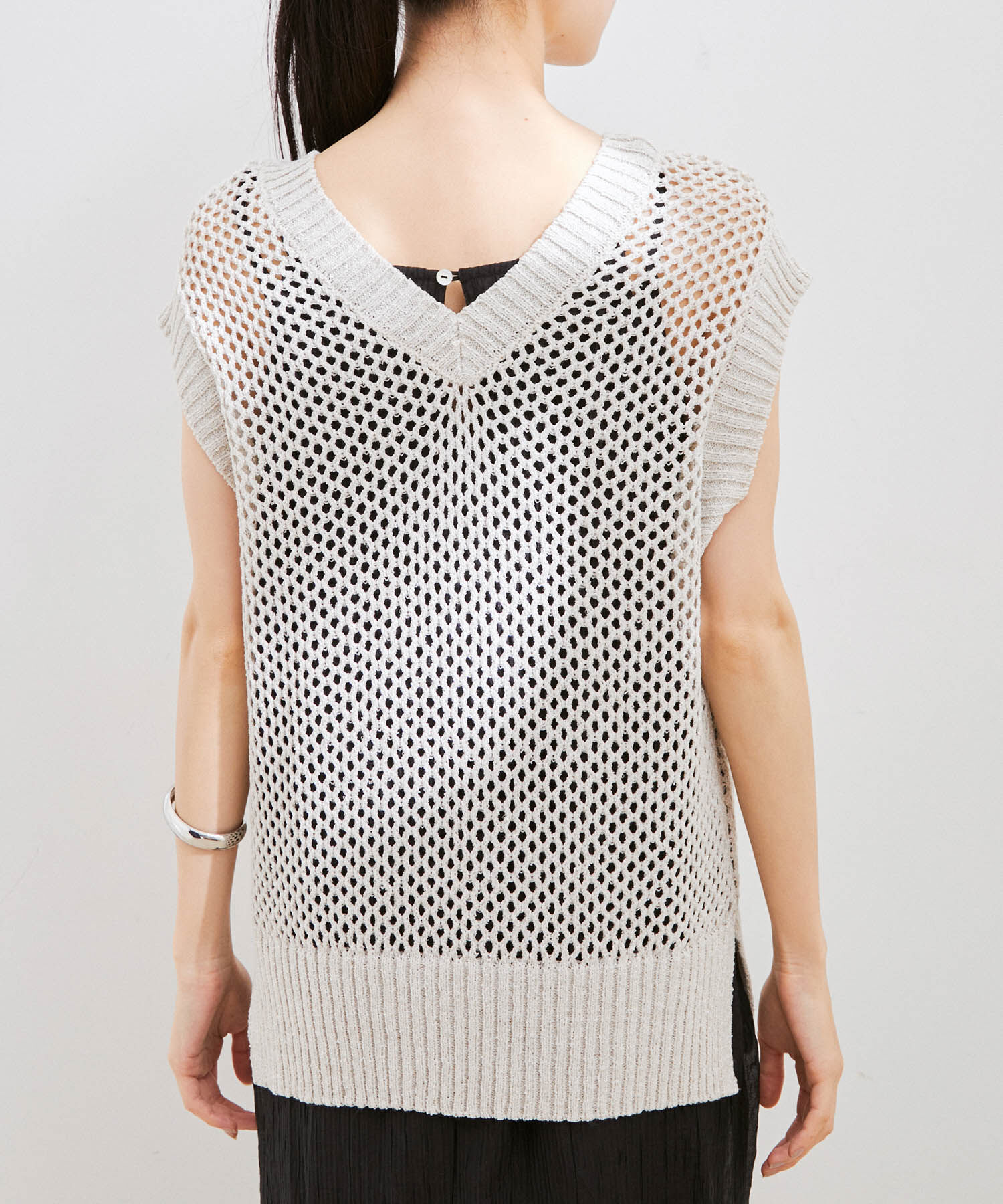 VIS「【前後2WAY】ラメメッシュニットべスト」|ベスト・ジレ|