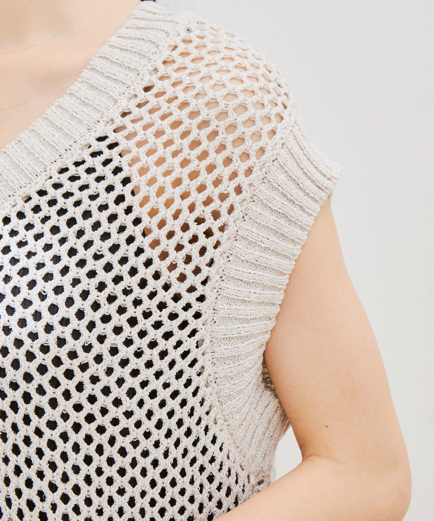 VIS「【前後2WAY】ラメメッシュニットべスト」|ベスト・ジレ|