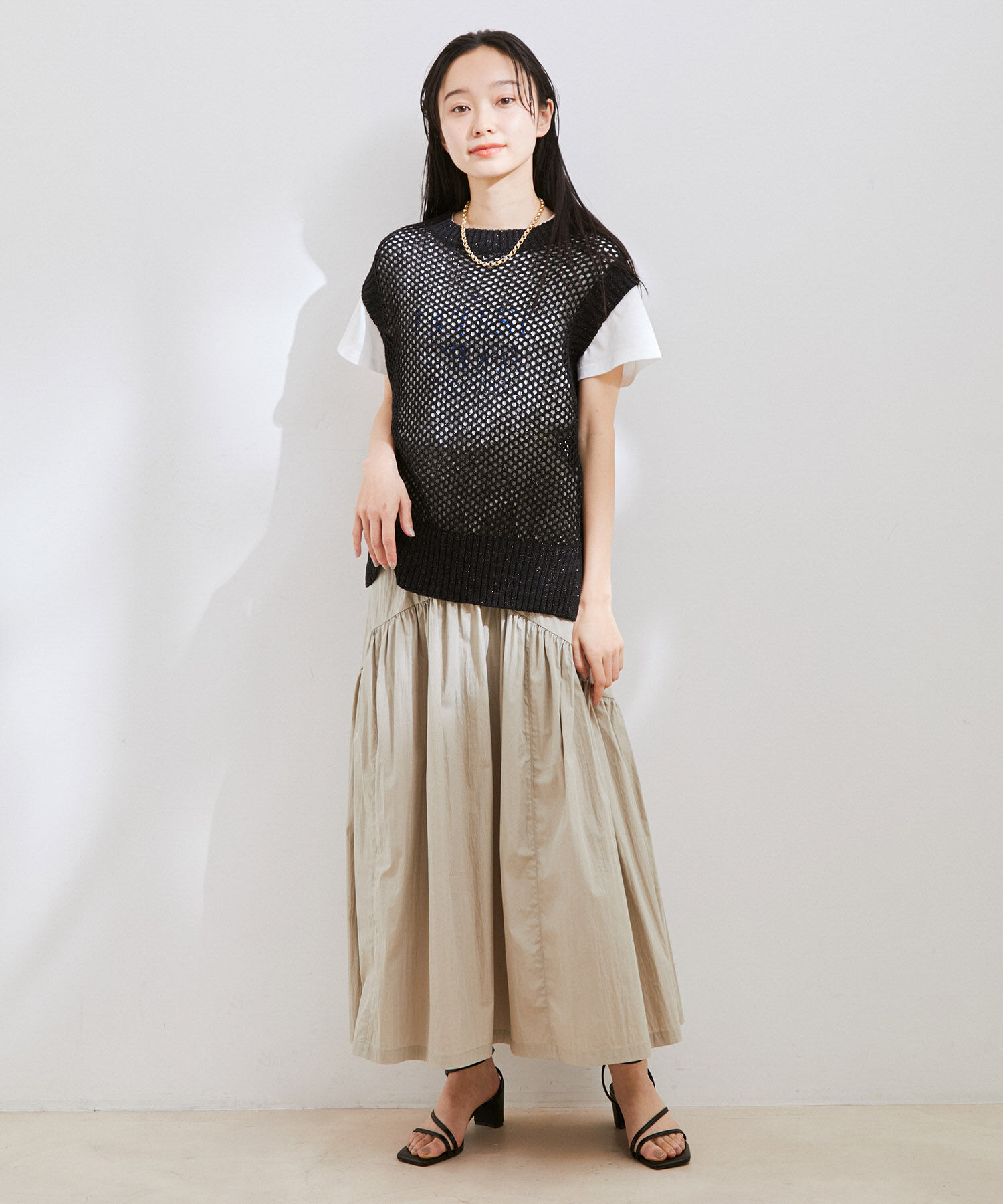 VIS「【前後2WAY】ラメメッシュニットべスト」|ベスト・ジレ|