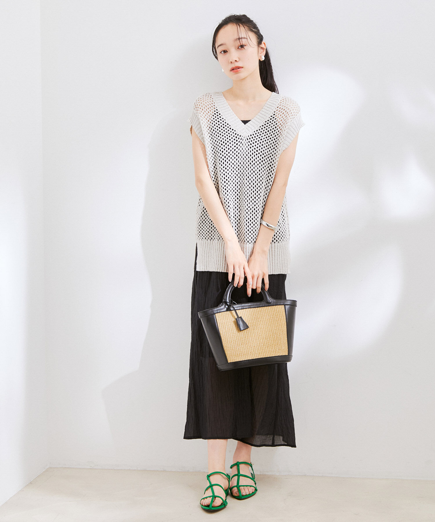 VIS「【前後2WAY】ラメメッシュニットべスト」|ベスト・ジレ|