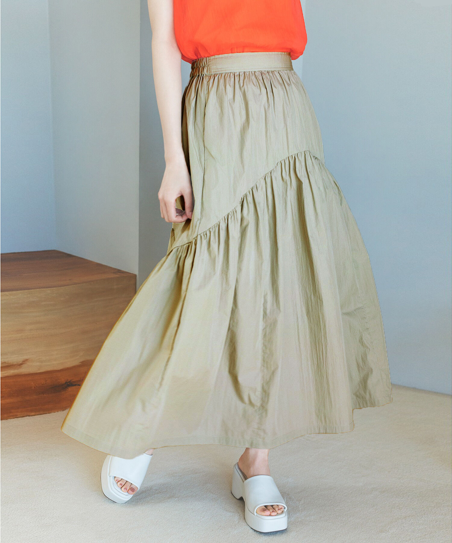 VIS「【洗える】デザイン切替フレアスカート」|スカート|