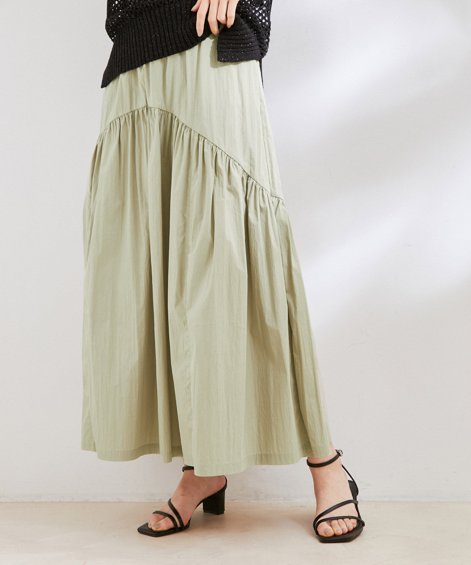 VIS「【洗える】デザイン切替フレアスカート」|スカート|