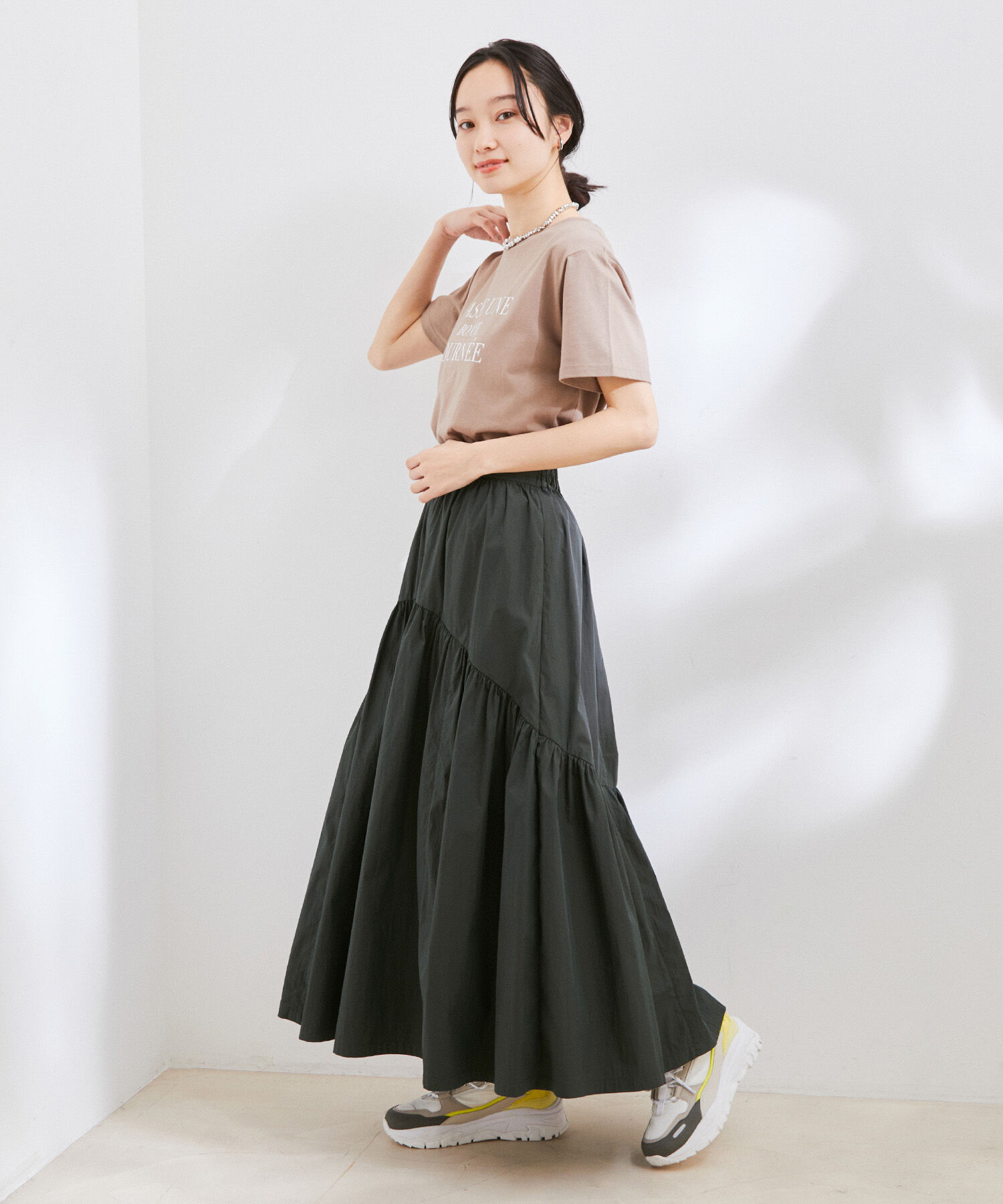 VIS「【洗える】デザイン切替フレアスカート」|スカート|