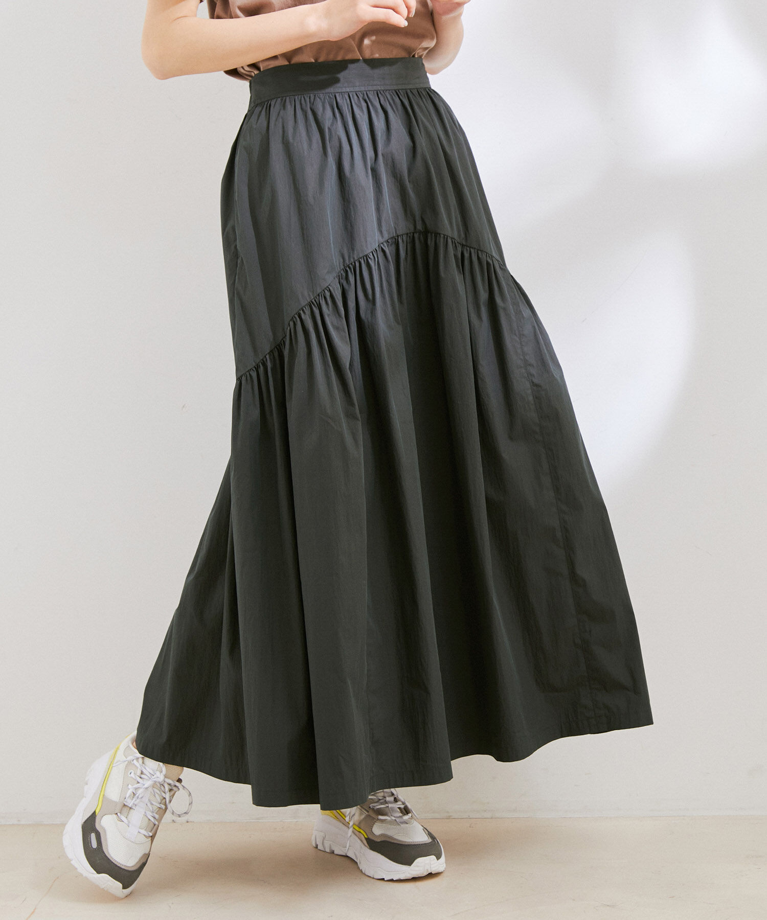 VIS「【洗える】デザイン切替フレアスカート」|スカート|