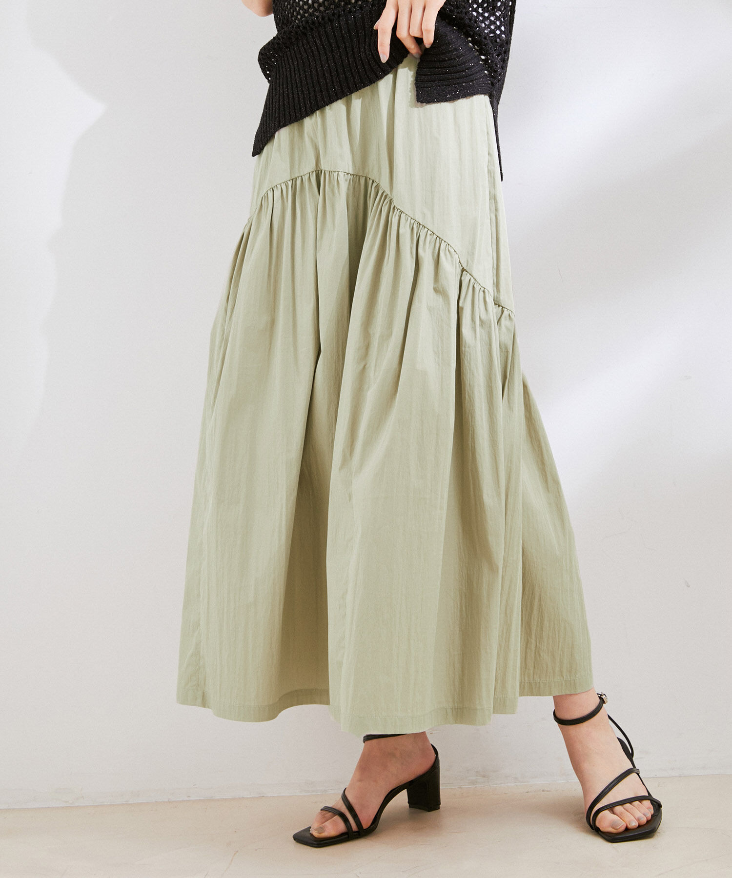 VIS「【洗える】デザイン切替フレアスカート」|スカート|