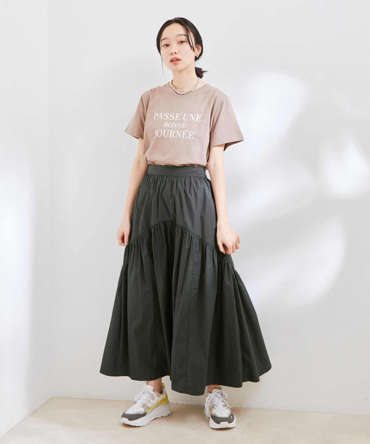 VIS「【洗える】デザイン切替フレアスカート」|スカート|