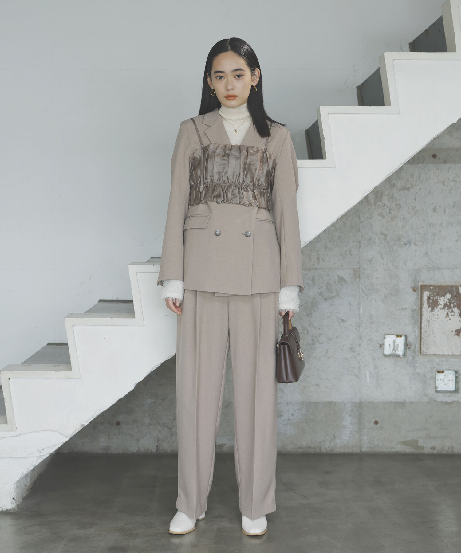 VIS「【美easy】ウーリッシュWブレストテーラードジャケット【洗える】」|テーラードジャケット|