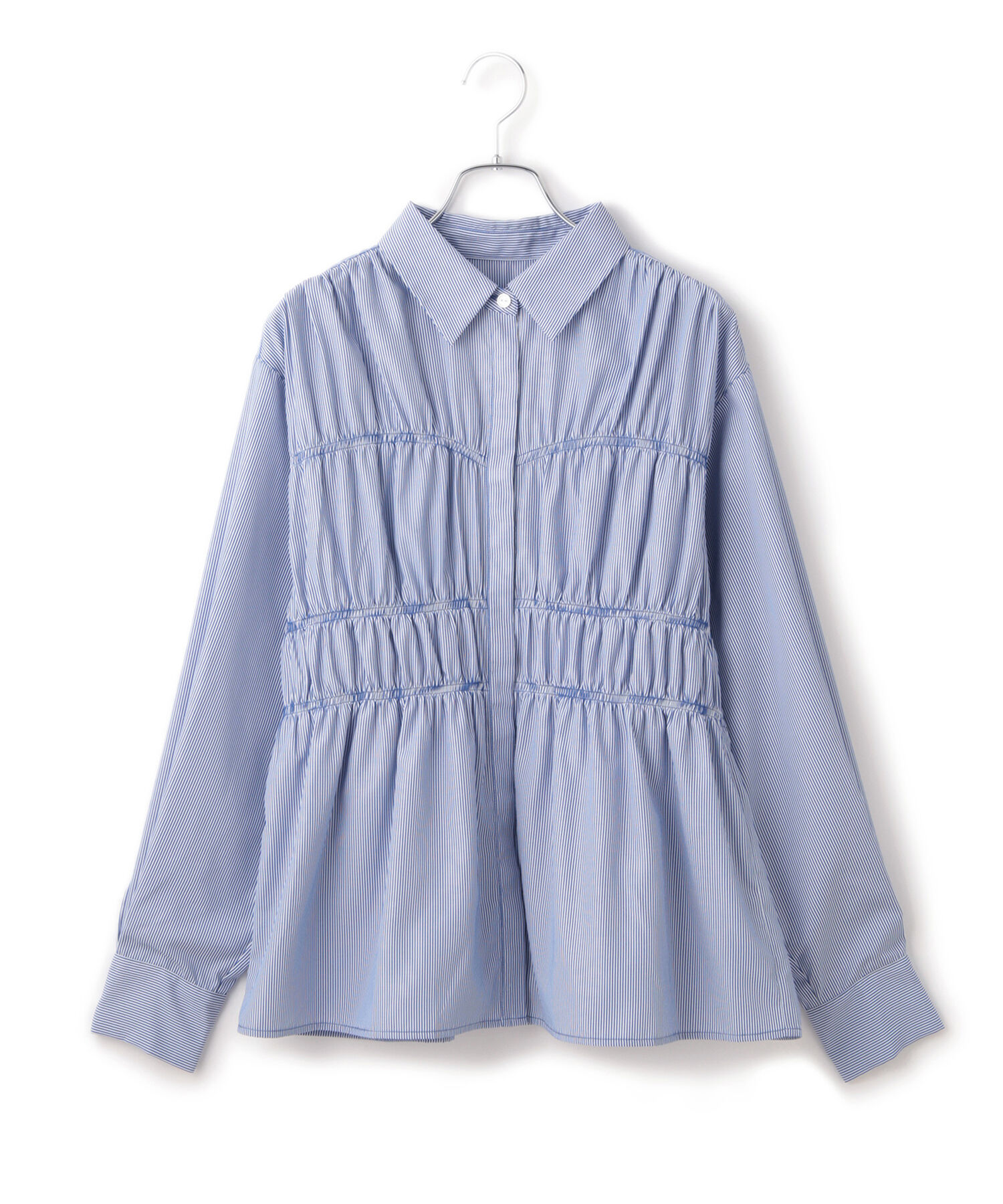 VIS「【洗える】シャーリングデザインシャツ」|シャツ・ブラウス|