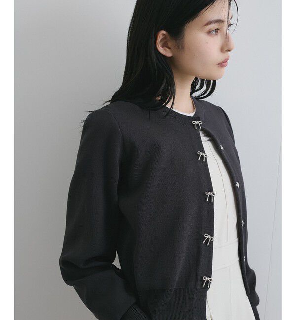 VIS「【洗える】ミラノリブリボンモチーフカーディガン」|カーディガン|