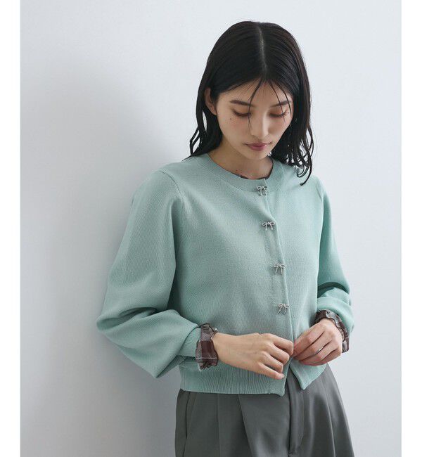 VIS「【洗える】ミラノリブリボンモチーフカーディガン」|カーディガン|