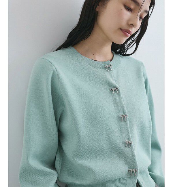 VIS「【洗える】ミラノリブリボンモチーフカーディガン」|カーディガン|ライトグリーン